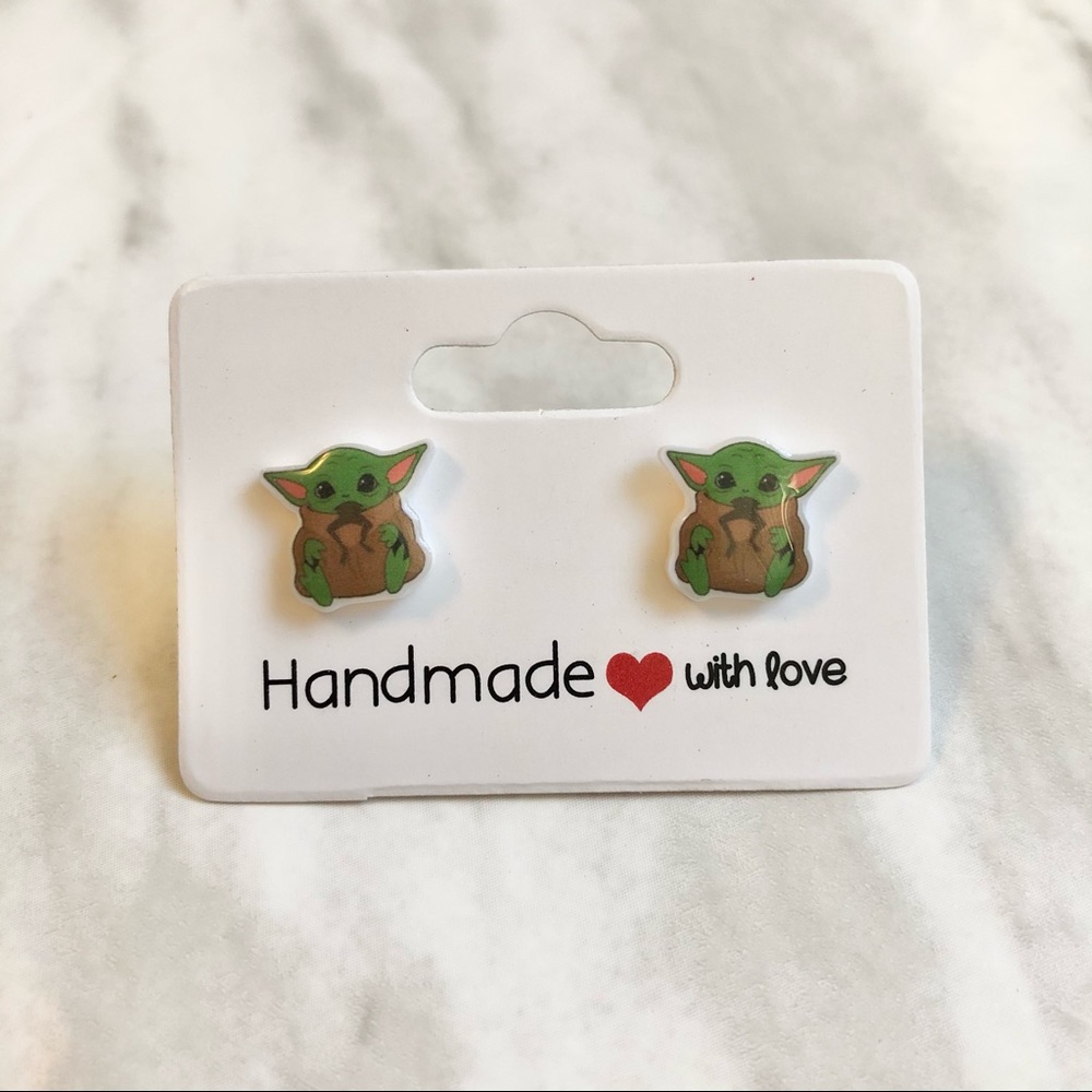 π New Baby Yoda and Frog Handmade Stud Earrings